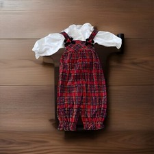 Vtg BT Kids 6-9 Months Plaid One Piece Outfit Girls J12