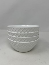 New Set Of 4 Mikasa TRELLIS Small Dessert  Fruit Bowls White Bone China 4.5”