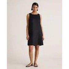 Quince 100% European Linen Tank Mini Dress Black Pockets Size XS