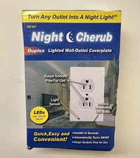 Night Cherub Duplex Lighted Wall Outlet Cover Plate LED Night Light Sensor
