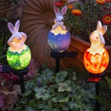 Easter Decorations Outdoor Solar Light,Easter Egg Stake Lights for Outside,Wa...