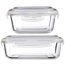 Image of Freska 800/1520ml Borosilicate Glass Lunch Box Food Container Airtight Lid Set