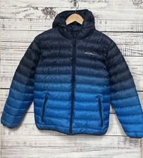 Eddie Bauer Kids Hooded Down Puffer Jacket Reversible Blue Ombre Large 14/16