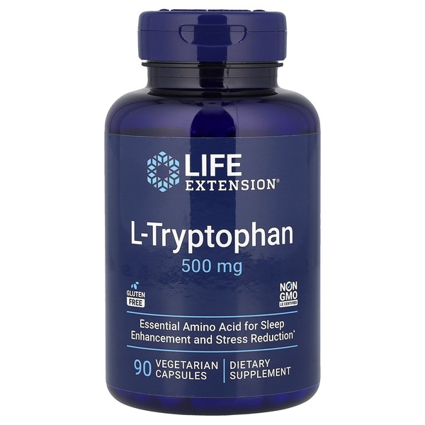 Life Extension, L-Tryptophan, 500 Mg, 90 Vegetarische Kapseln-image