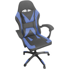 Sedia Gaming Basculante Nero Blu con Braccioli e Ruote Poltrona PC Ufficio