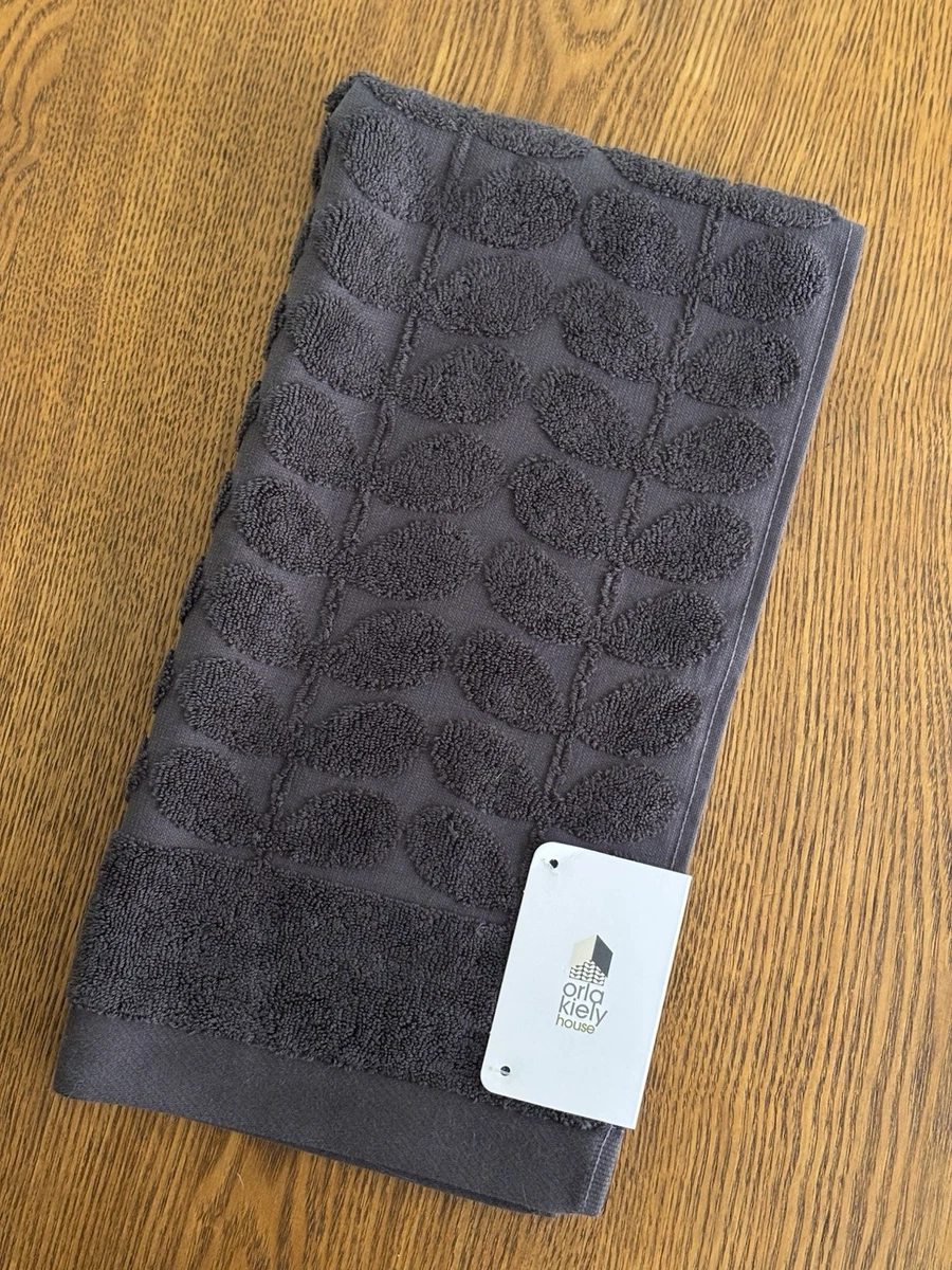 Asciugamano Da Bagno Orla Kiely 50x90 Cm, 100% Cotone, 580 G/m², Motivo A Quadri Con Stelo Di Salice, Colore Verde E Turchese