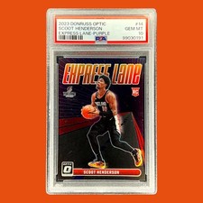SCOOT HENDERSON 2023-24 DONRUSS OPTIC ROOKIE EXPRESS PURPLE RC PSA 10 POP 32