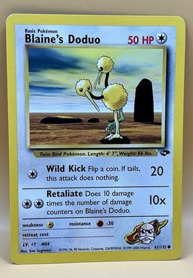 Blaine's Doduo 61/132 – Gym Challenge - LP - WOTC 2000 Vintage