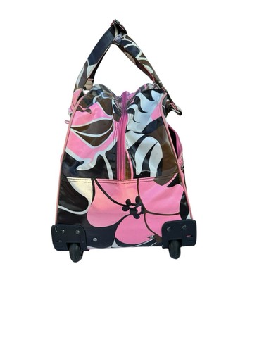 Vintage Y2K Roxy Pink & Brown Weekend Bag Rolling Carry On - Picture 5 of 13