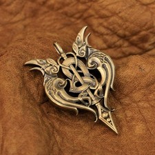 Wysokie szczegóły Mosiądz Podwójna wrona Wisiorek Biker Rock Punk Biżuteria BR144A