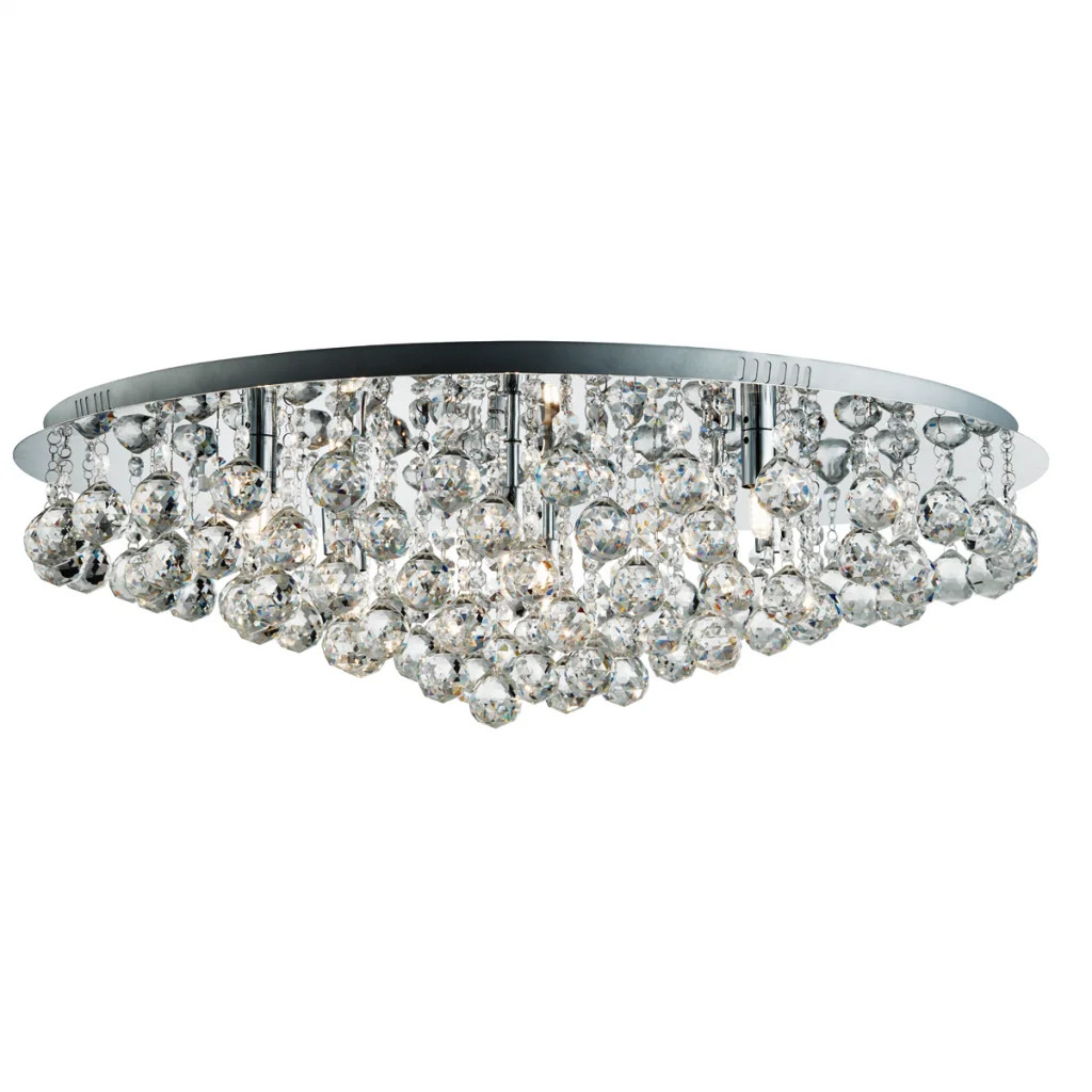 Ceiling Light Silver Hanna 8 Semi Flush Chandelier Round Crystal Balls Chrome