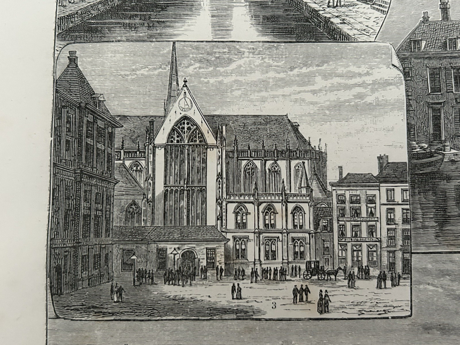 Antique Print 1880 Amsterdam Mint Tower Dam Square Dutch Architecture Engraving