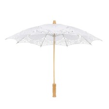 White Embroidered Lace Umbrella Handheld Decorative Parasol for Wedding Photos