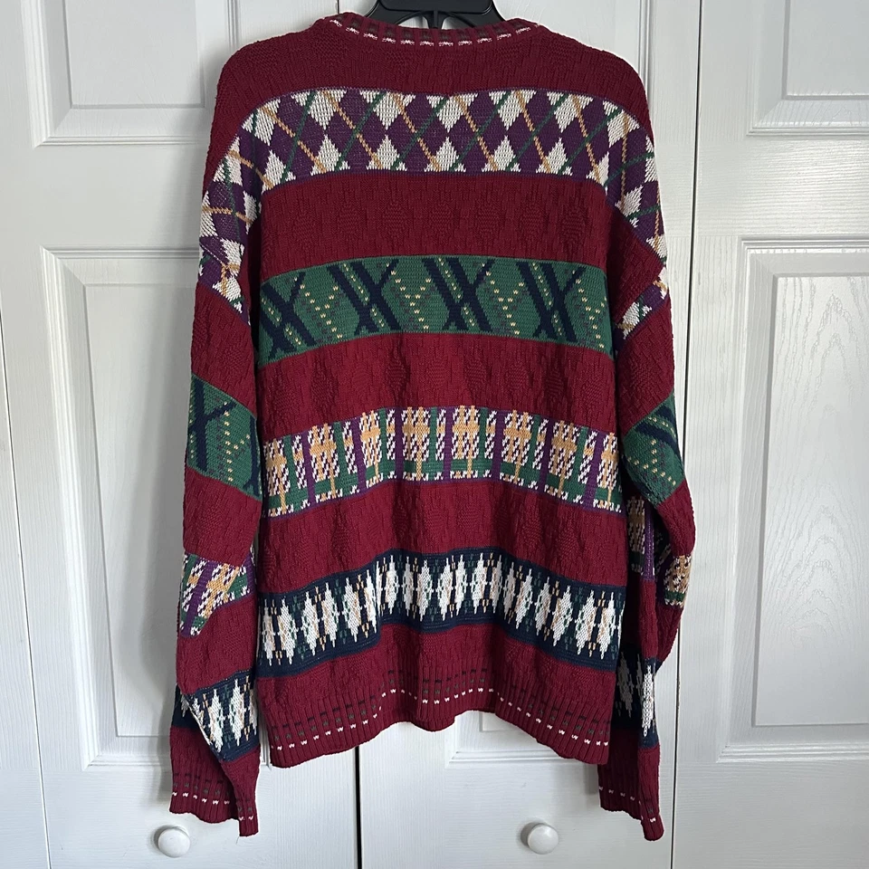 Vtg CHAPS Ralph Lauren Sweater Mens L Crewneck Chunky Cotton USA 90s Fisherman - Image 3 of 4