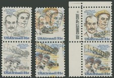 1978, USA WRIGHT BROTHERS TWO SE-TENANT PAIRS WITH PRINTING ERRORS, NH SC.#C92a