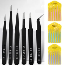Precision Tweezers Professional Coated Stainless Steel 6x Kit Set Non Magnetic
