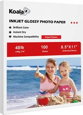 Koala Glossy Inkjet Photo Paper 8.5X11 Inches 48Lb 100 Sheets Professional Gloss