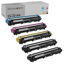 5PK TN221 TN225 High Yield Toners for Brother MFC-9130CW MFC-9330CDW MFC-9340CDW