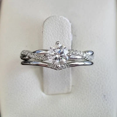 IGI Lab Grown Diamond Engagement Ring Band Set 18K White Gold 2.50 CT Round Cut - Image 1 of 4