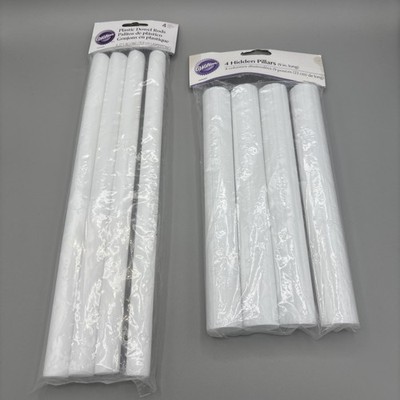 Wilton 4-Count 12.5  Plastic Dowel Rods & 4 Hidden Pillars 9  NEW