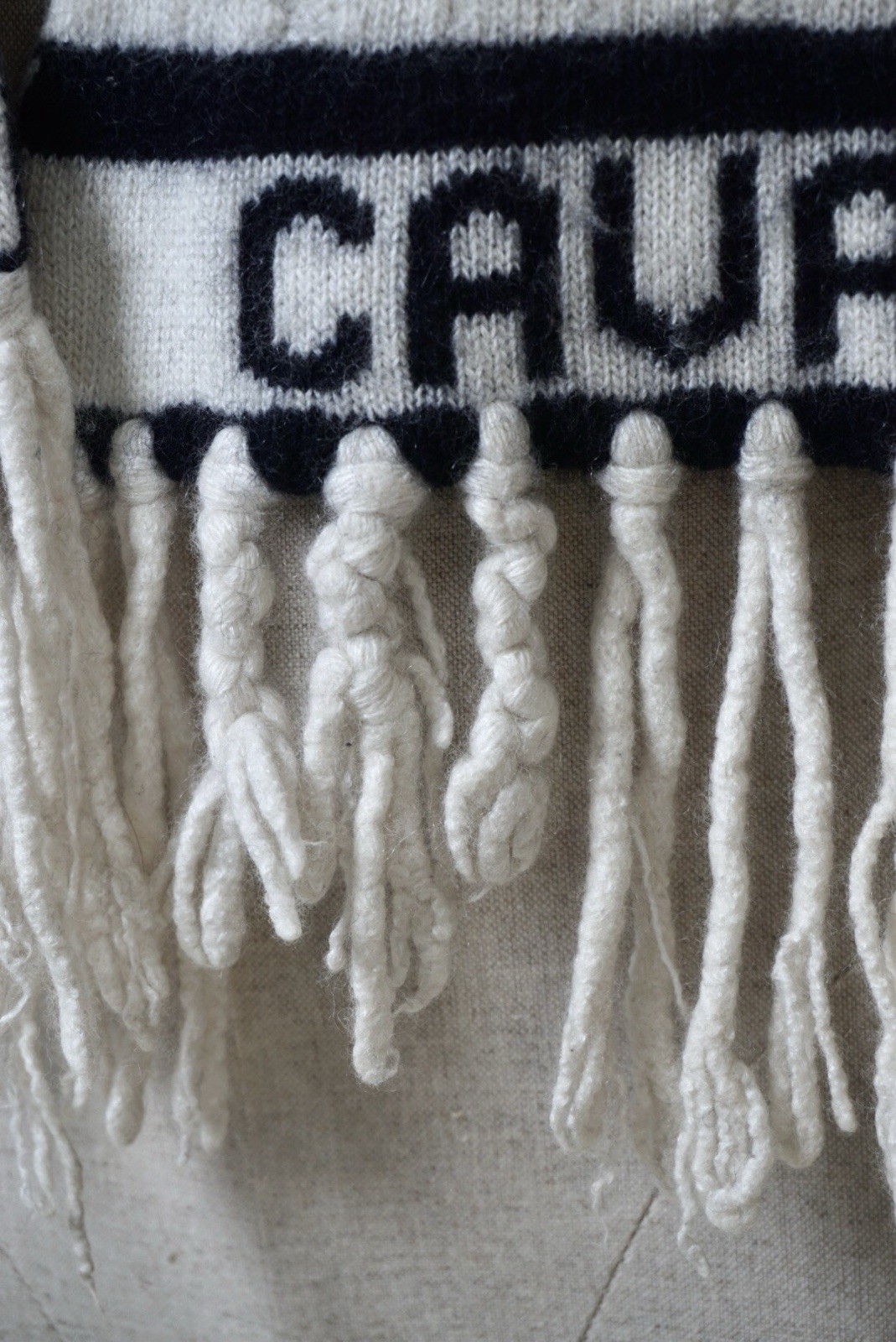 Roberto Cavalli Devils Cable-Knit Wool Scarf Ivor… - image 4