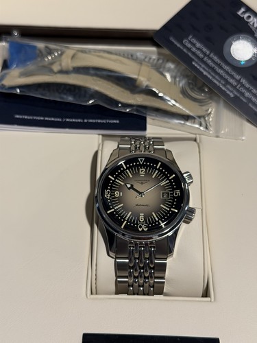 Longines Legend Diver 42mm Men's Beige Watch - L3.674.4 with Uncle Strap