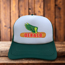 Dekalb Corn Seed Vintage Logo Mens Trucker Hat Green Snapback Mesh Agriculture