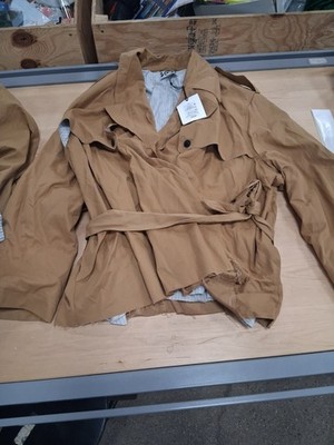 KBB by KAHLANA Women's Belted Cropped Trench Jacket in Light Brown Size XL NWT