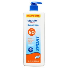 Equate Sport Broad Spectrum SPF-50 Sunscreen Lotion, 32 fl oz Value Size 