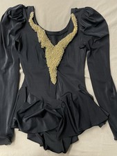 ice skating dress competition figure skating Black And Gold Sequin
