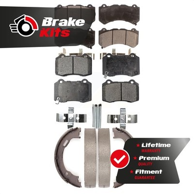 Front Rear Ceramic Brake Pads Parking Shoes Kit For 2015-2022 Dodge Charger 6.4L