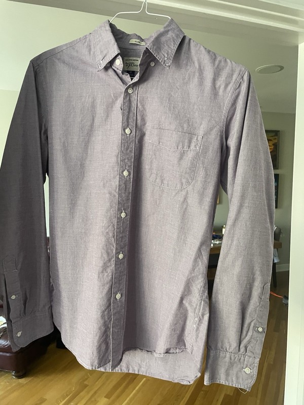 J.Crew Men's Purple Solid Slim Fit Cotton Pocket Button-Up Shirt Long Sleeve (M)