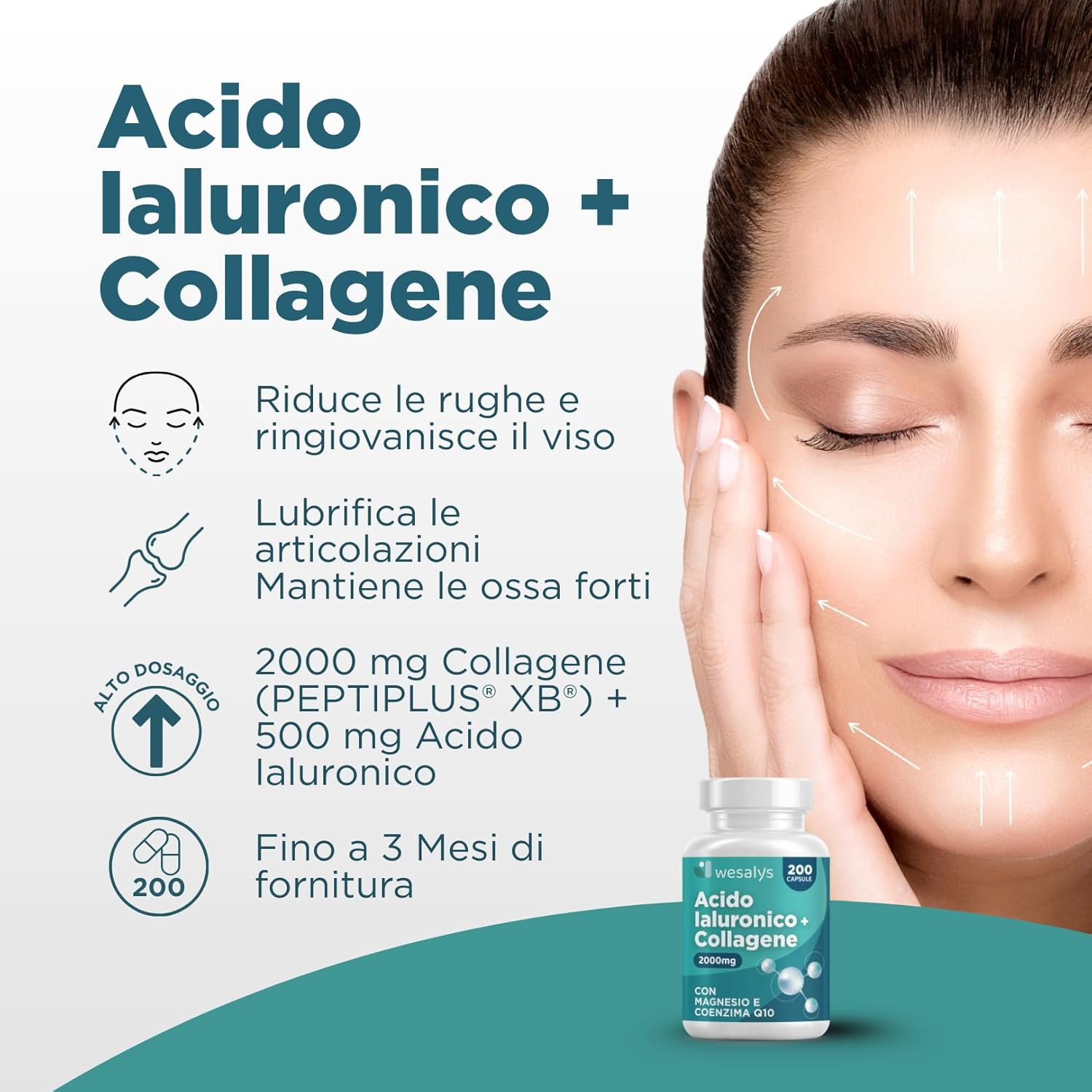 Benessere Ossa e Pelle: Collagene 2000mg e Acido Ialuronico | 200 Capsule - 2