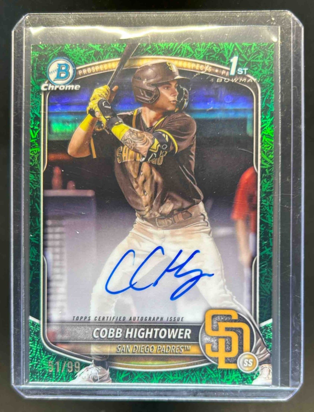 2025 Bowman Cobb Hightower Chrome Auto Green Grass Refractor 1st Prospect #51/99