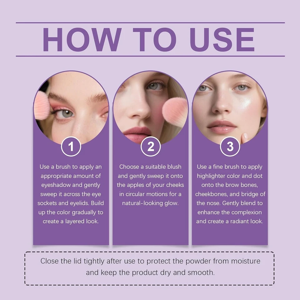 Paleta de armario brillante, paleta de ojos y mejillas iluminadoras - tonos brillantes ricos para E Foto 4 de 4