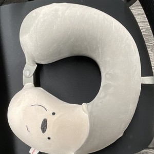 Inflatable Neck Travel Pillow Plush Character Animal Face, White