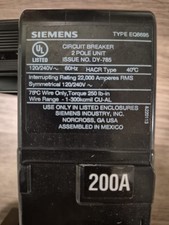 Siemens EQ8695 2 Pole 200 Amp 120/240v Main Circuit Breaker