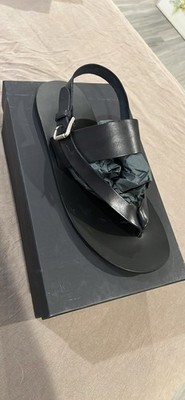Crosby Square Tuscan Sandal Men's Black Leather Thong Buckle US 12 EU 45