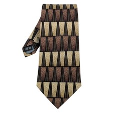 Vintage 90s Giorgio Cosani Silk Necktie Geometric Abstract Brown Y2K Italy Made