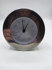 Vintage Young Town Desk Clock Quartz Silver 12888 Works