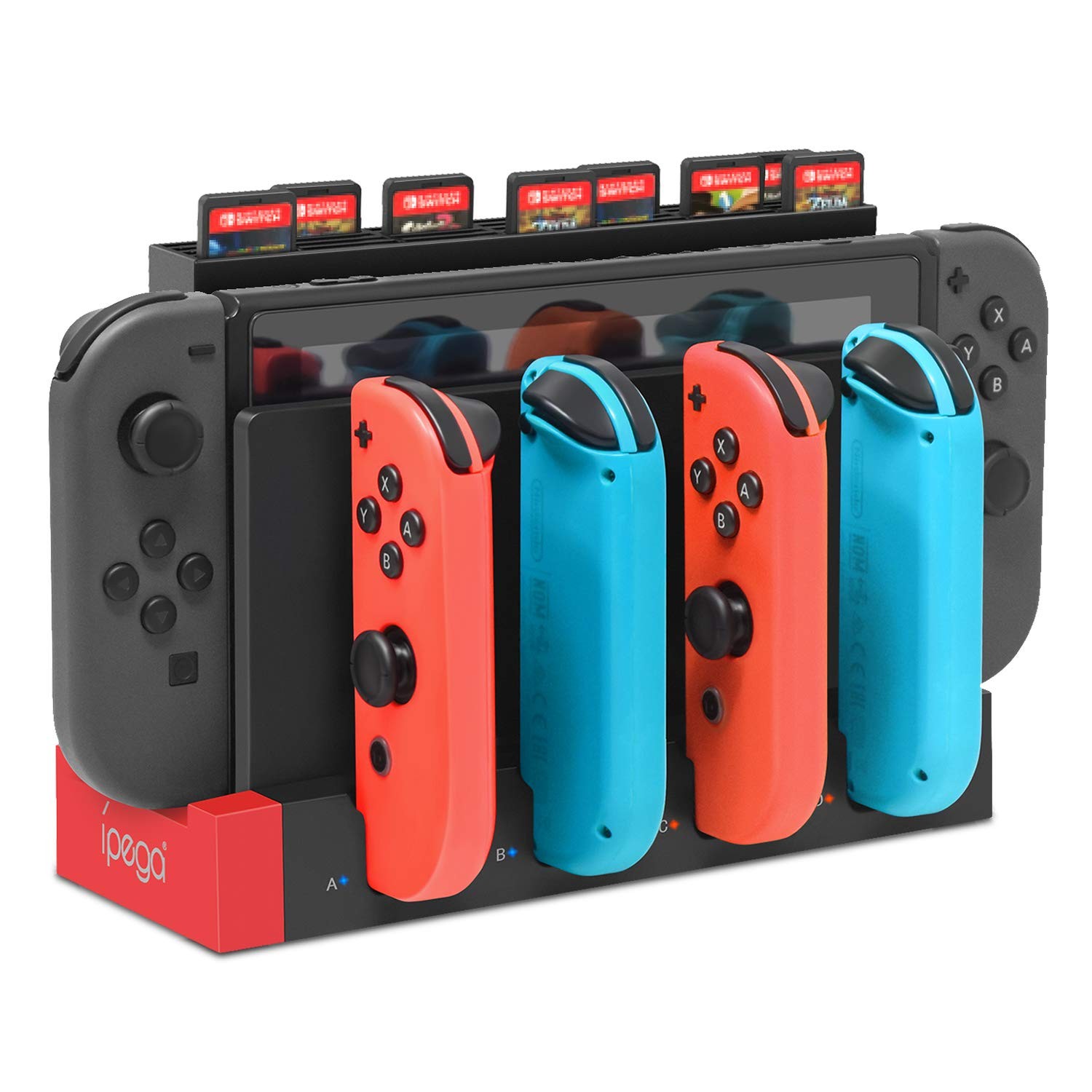 Chargeur Joy-Con Switch et OLED avec 4 fentes de cartes de jeu