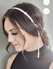 Cascading Rhinestone Bridal Headband Silver-tone Metal Fashion Hair Piece