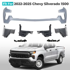 Front Upper Bumper Cover For 2022-2025 Chevy Silverado 1500 w/ End Cap Air Duct