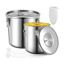 Layhit 2 Pcs Fryer Grease Bucket 6 Gal 8 Gal Oil Disposal Caddy Steel Fryer O...