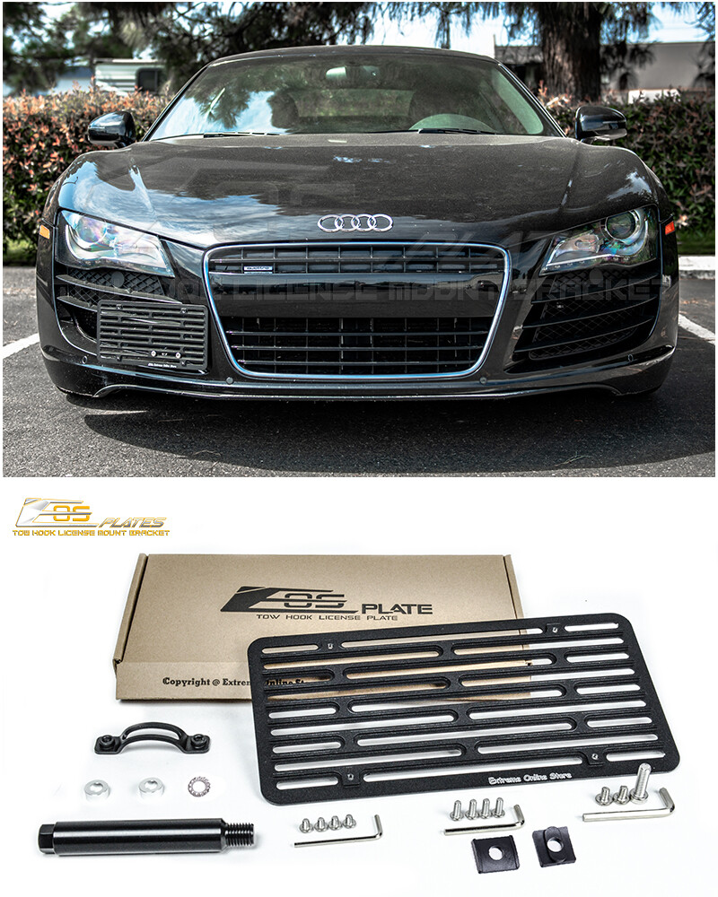 EOS Plate For 08-16 Audi R8 Full Sized Front Bumper Tow Hook License Bracket