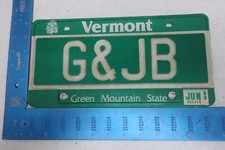 Vermont VT License Plate Tag Vanity 1988 88 Initials Natural Sticker G&JB #2