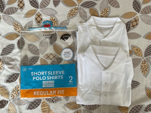 Bundle of 2 George School PE Polo Shirt 10-11 Years Kids White Short Sleeve New - Picture 2 of 6