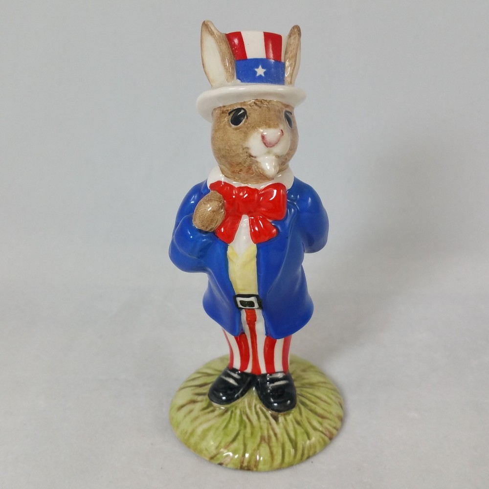 Royal Doulton Bunnykins Uncle Sam Porcelain Figurine 1985 DB 50 Red White Blue