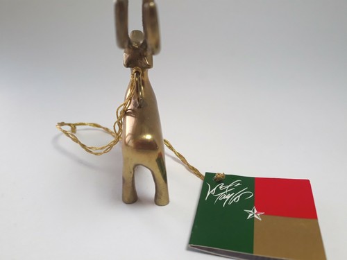 Brass Reindeer Christmas Ornament Lord & Taylor With Tag 3 Inch Vintage - Picture 6 of 14