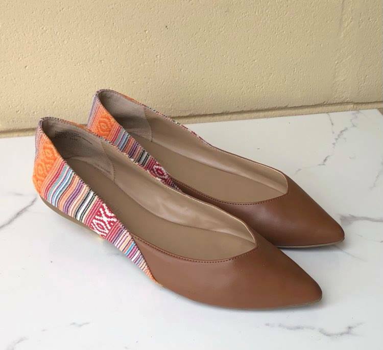 Audre Brooke Womens Sz US M Cognac Faux Leather Pointed Toe Ballet Flats  Shoes